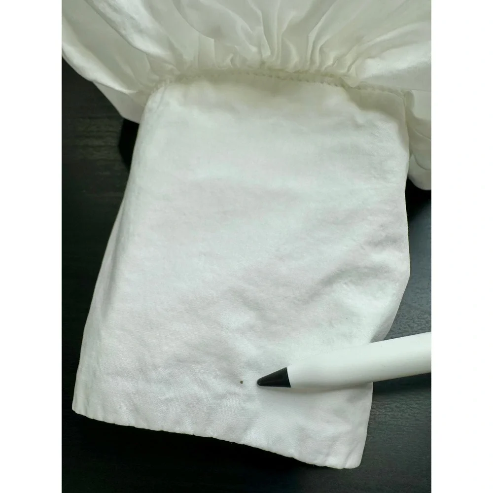 The Shirt Rochelle Behrens Blouse Womens Small White Puff Sleeve Tuckernuck